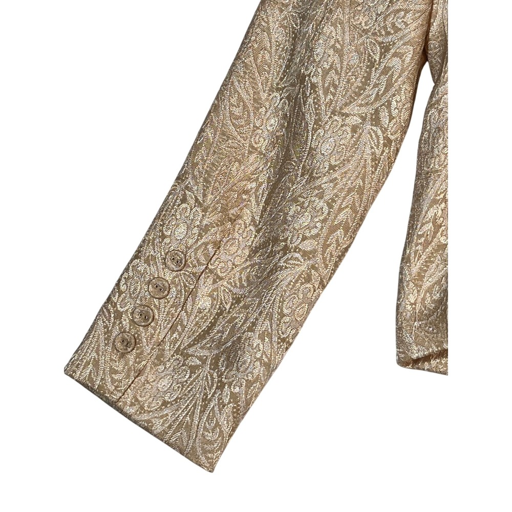 Gold‎ Brocade Paisley Blazer Size 12 Metallic Jacquard Evening Jacket - Picture 14 of 15